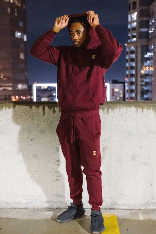 Smooth Maroon Hoodie & Jogger set